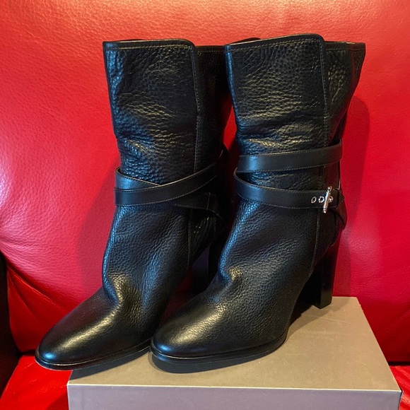 Coach Calf High Quality Leather Logo Booties Never Used - Picture 1 of 12